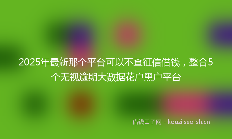 2025年最新那个平台可以不查征信借钱，整合5个无视逾期大数据花户黑户平台