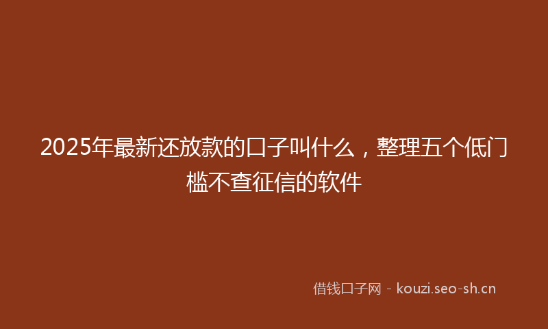 2025年最新还放款的口子叫什么，整理五个低门槛不查征信的软件