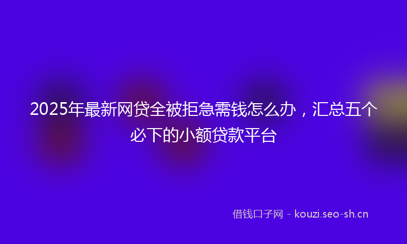 2025年最新网贷全被拒急需钱怎么办，汇总五个必下的小额贷款平台