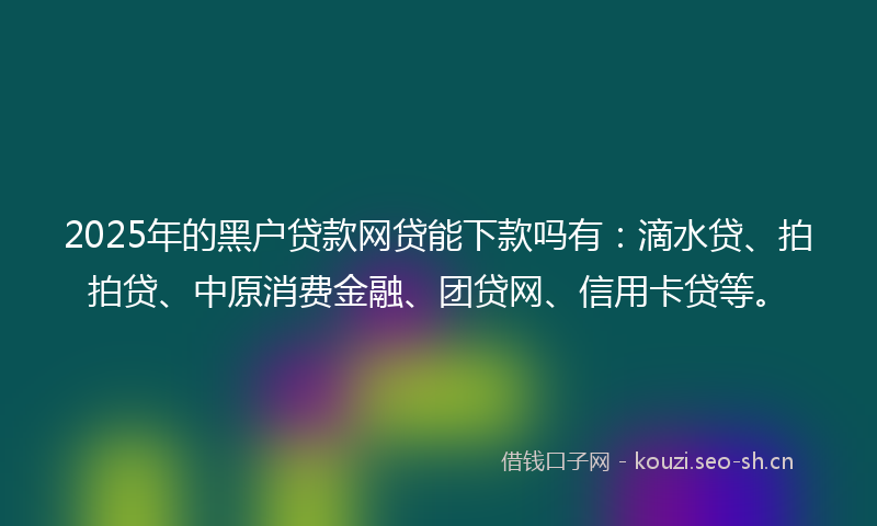 2025年的黑户贷款网贷能下款吗有：滴水贷、拍拍贷、中原消费金融、团贷网、信用卡贷等。