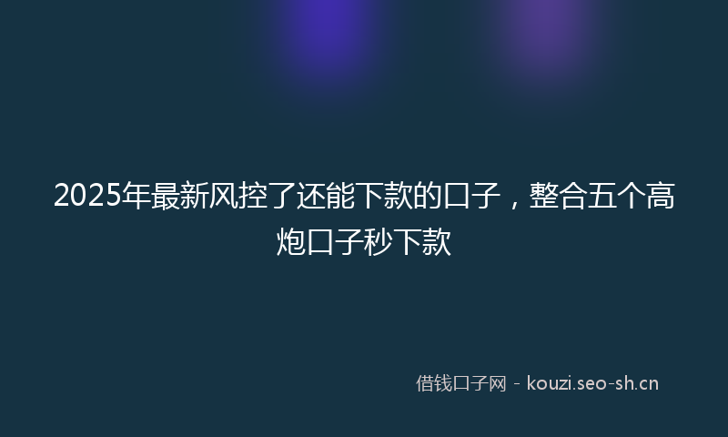 2025年最新风控了还能下款的口子，整合五个高炮口子秒下款