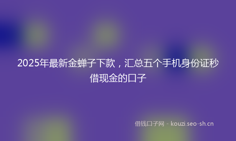 2025年最新金蝉子下款，汇总五个手机身份证秒借现金的口子