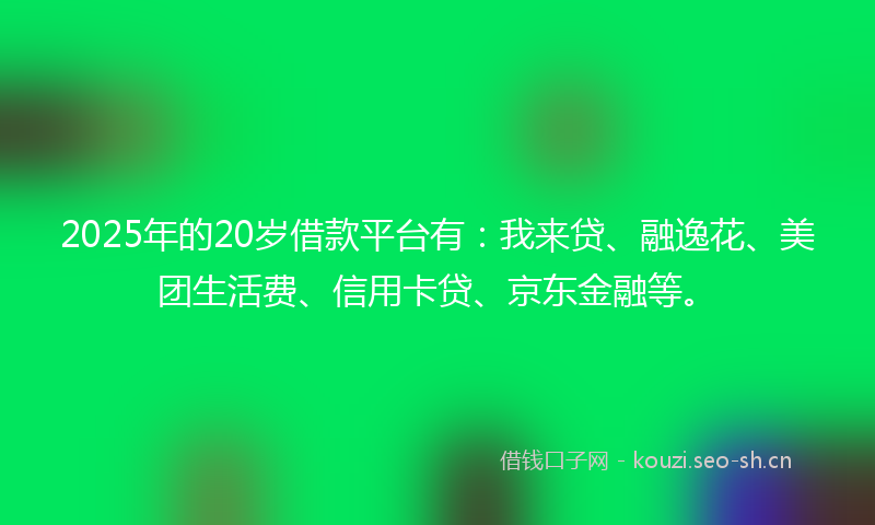 2025年的20岁借款平台有：我来贷、融逸花、美团生活费、信用卡贷、京东金融等。