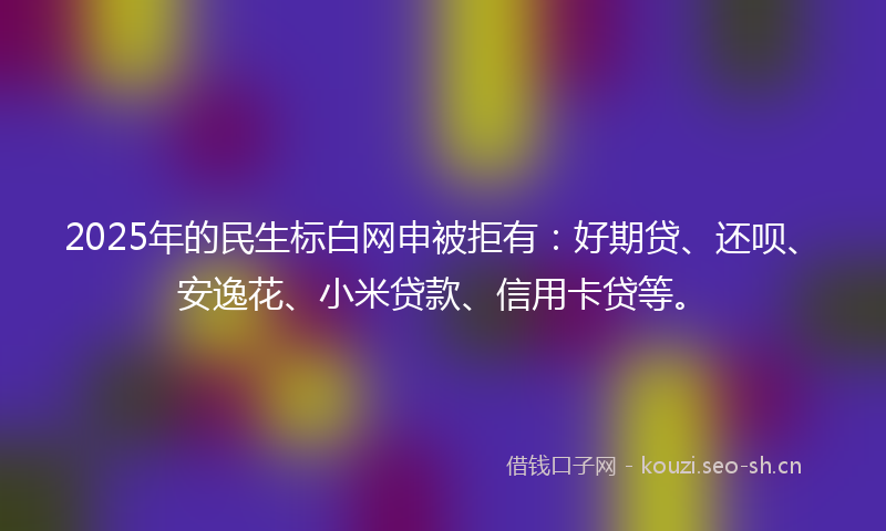 2025年的民生标白网申被拒有：好期贷、还呗、安逸花、小米贷款、信用卡贷等。