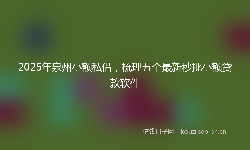 2025年泉州小额私借，梳理五个最新秒批小额贷款软件