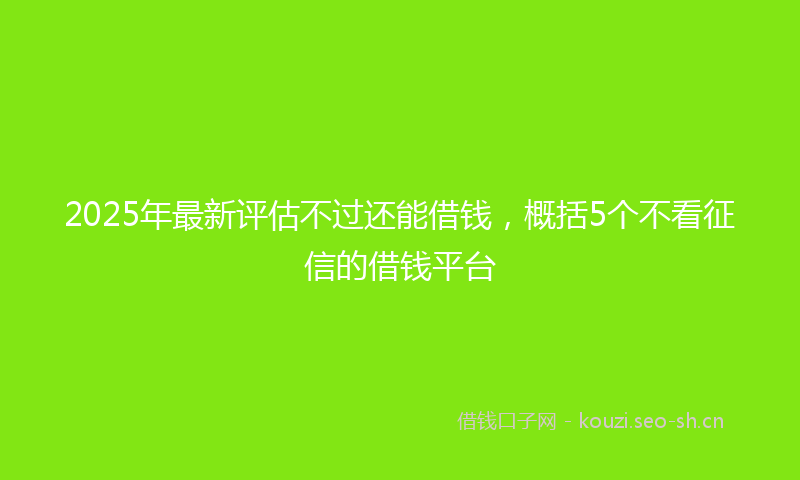 2025年最新评估不过还能借钱，概括5个不看征信的借钱平台