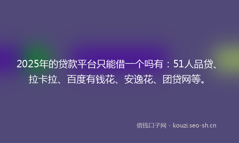 2025年的贷款平台只能借一个吗有：51人品贷、拉卡拉、百度有钱花、安逸花、团贷网等。