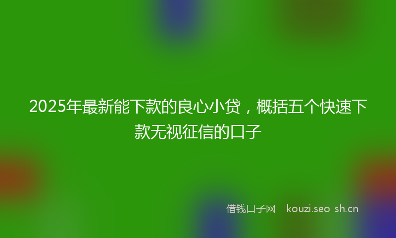 2025年最新能下款的良心小贷，概括五个快速下款无视征信的口子