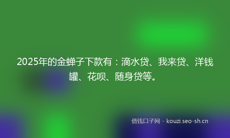 2025年的金蝉子下款有：滴水贷、我来贷、洋钱罐、花呗、随身贷等。
