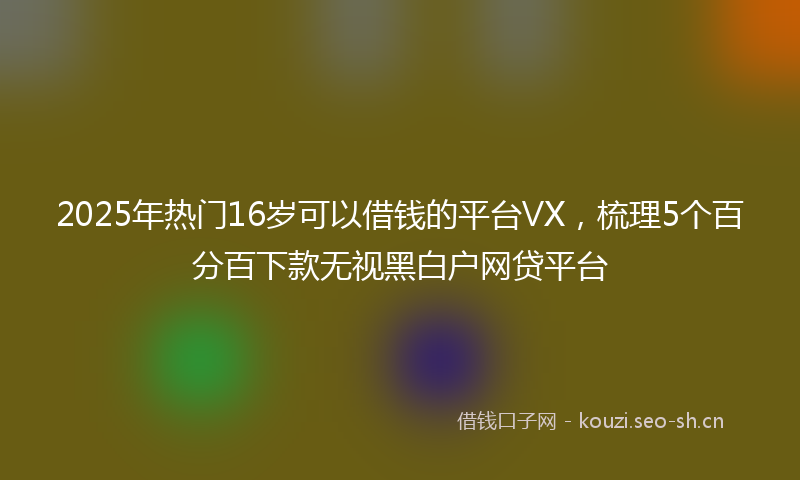 2025年热门16岁可以借钱的平台VX，梳理5个百分百下款无视黑白户网贷平台