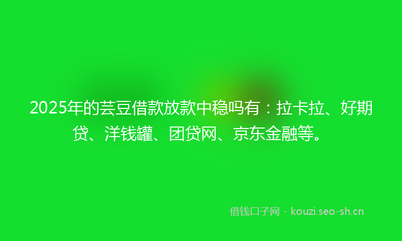 2025年的芸豆借款放款中稳吗有：拉卡拉、好期贷、洋钱罐、团贷网、京东金融等。
