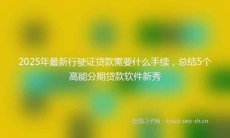 2025年最新行驶证贷款需要什么手续，总结5个高能分期贷款软件新秀