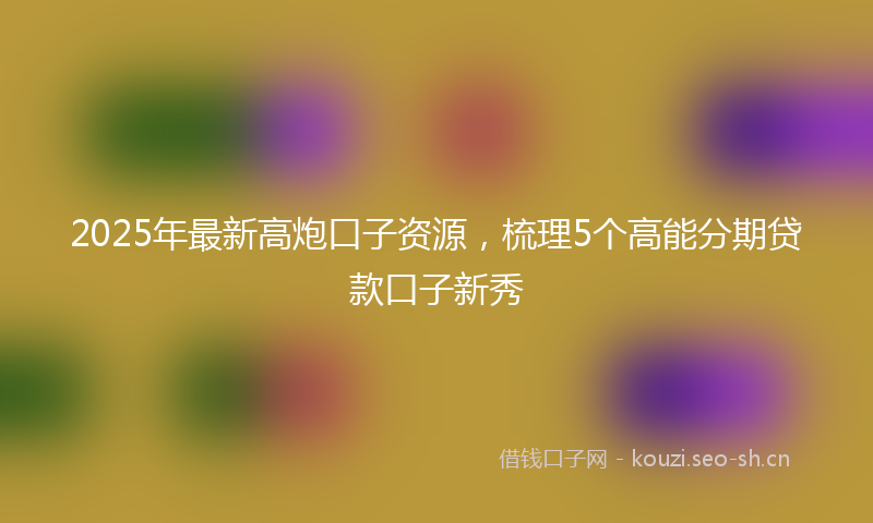 2025年最新高炮口子资源，梳理5个高能分期贷款口子新秀