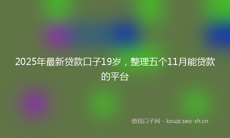 2025年最新贷款口子19岁，整理五个11月能贷款的平台
