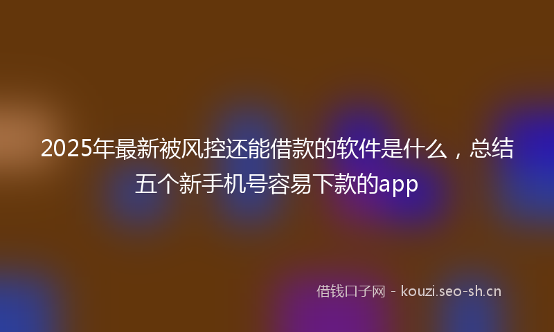 2025年最新被风控还能借款的软件是什么，总结五个新手机号容易下款的app