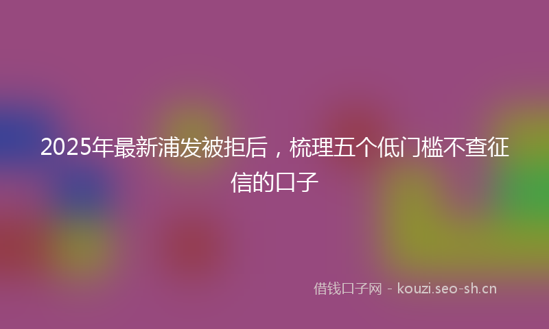 2025年最新浦发被拒后，梳理五个低门槛不查征信的口子