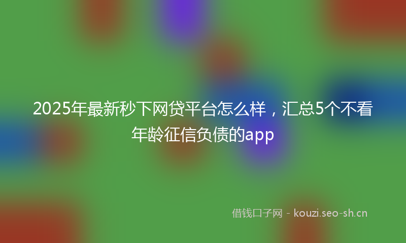 2025年最新秒下网贷平台怎么样，汇总5个不看年龄征信负债的app