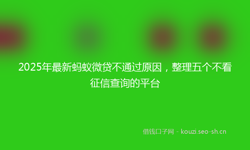 2025年最新蚂蚁微贷不通过原因，整理五个不看征信查询的平台