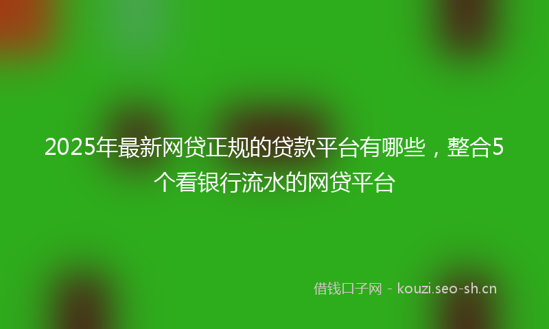 2025年最新网贷正规的贷款平台有哪些，整合5个看银行流水的网贷平台