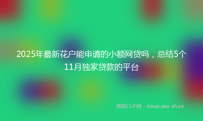 2025年最新花户能申请的小额网贷吗，总结5个11月独家贷款的平台