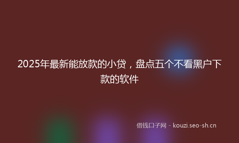 2025年最新能放款的小贷，盘点五个不看黑户下款的软件