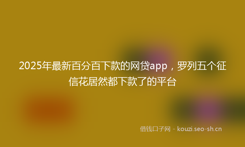 2025年最新百分百下款的网贷app，罗列五个征信花居然都下款了的平台