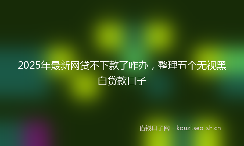 2025年最新网贷不下款了咋办，整理五个无视黑白贷款口子