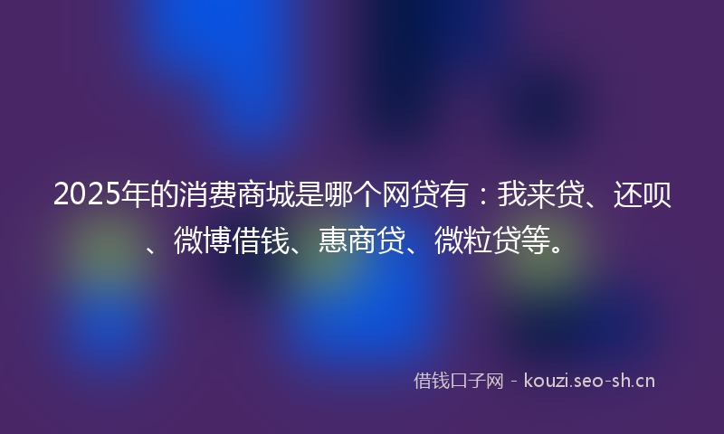 2025年的消费商城是哪个网贷有：我来贷、还呗、微博借钱、惠商贷、微粒贷等。