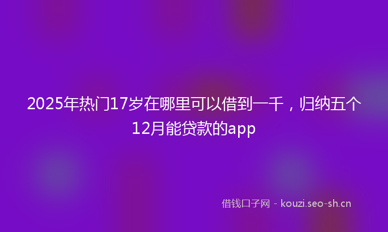 2025年热门17岁在哪里可以借到一千，归纳五个12月能贷款的app