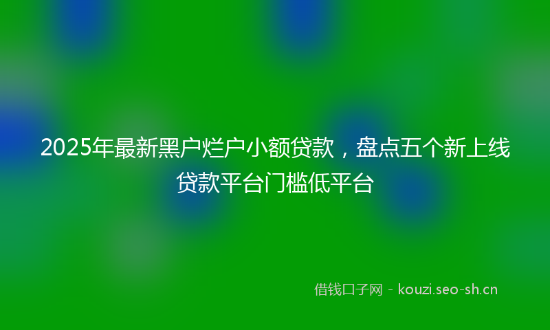 2025年最新黑户烂户小额贷款，盘点五个新上线贷款平台门槛低平台