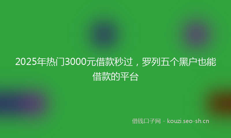 2025年热门3000元借款秒过，罗列五个黑户也能借款的平台