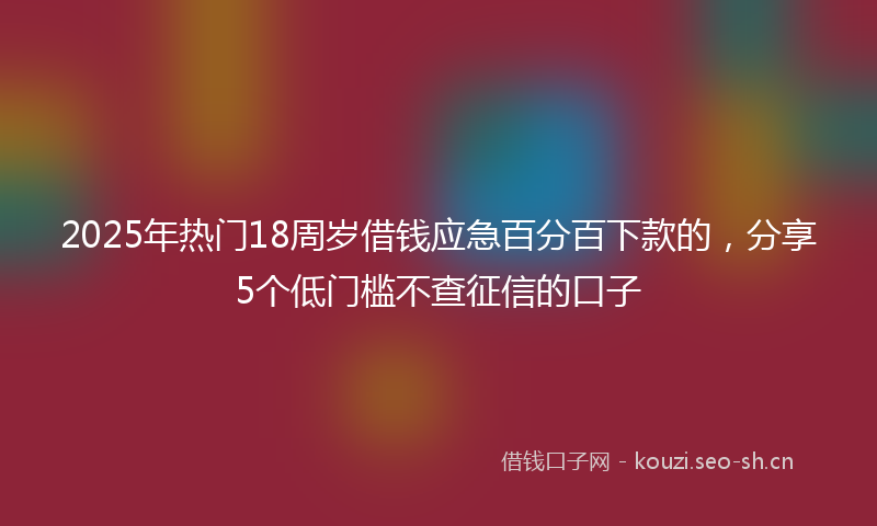 2025年热门18周岁借钱应急百分百下款的，分享5个低门槛不查征信的口子