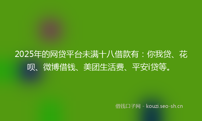 2025年的网贷平台未满十八借款有：你我贷、花呗、微博借钱、美团生活费、平安i贷等。