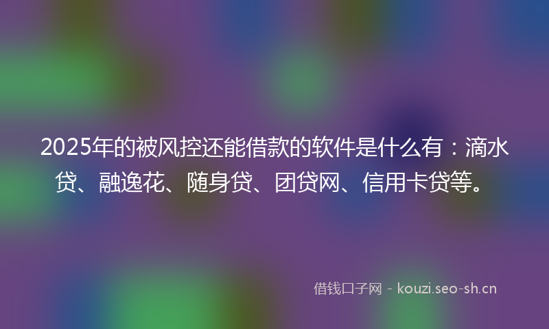 2025年的被风控还能借款的软件是什么有：滴水贷、融逸花、随身贷、团贷网、信用卡贷等。