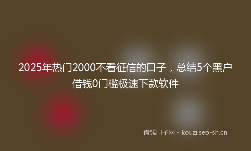 2025年热门2000不看征信的口子，总结5个黑户借钱0门槛极速下款软件