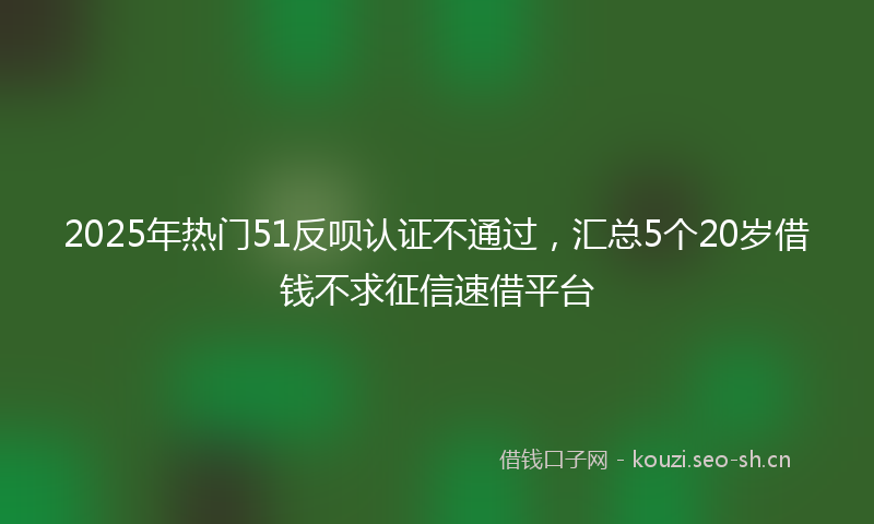 2025年热门51反呗认证不通过，汇总5个20岁借钱不求征信速借平台