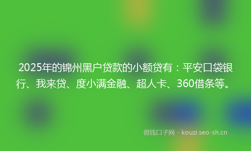 2025年的锦州黑户贷款的小额贷有：平安口袋银行、我来贷、度小满金融、超人卡、360借条等。