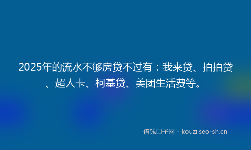 2025年的流水不够房贷不过有：我来贷、拍拍贷、超人卡、柯基贷、美团生活费等。
