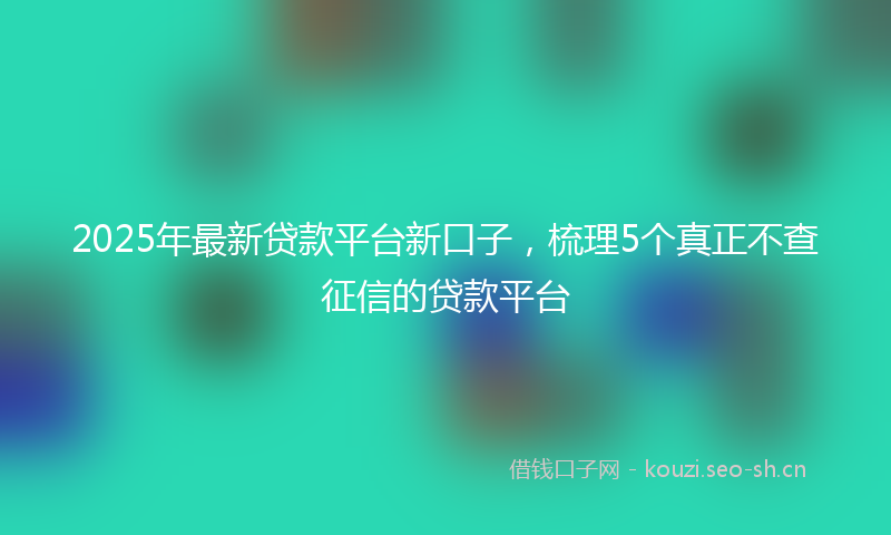 2025年最新贷款平台新口子，梳理5个真正不查征信的贷款平台