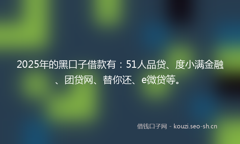 2025年的黑口子借款有：51人品贷、度小满金融、团贷网、替你还、e微贷等。