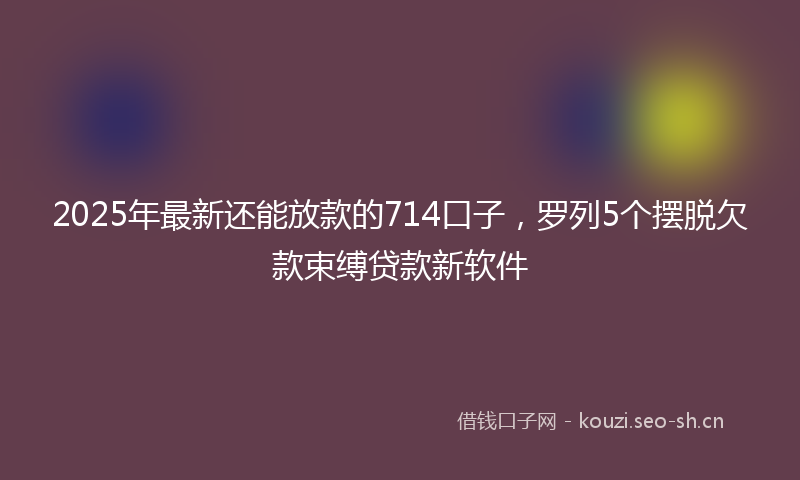 2025年最新还能放款的714口子，罗列5个摆脱欠款束缚贷款新软件