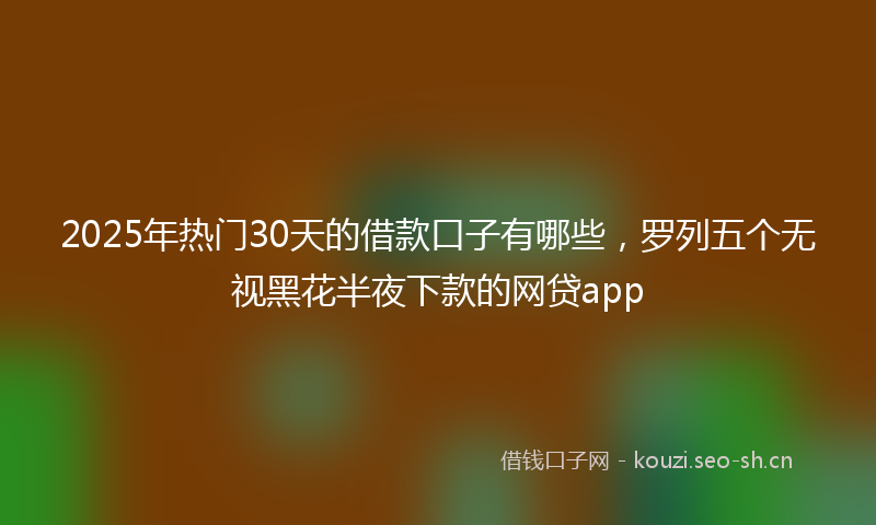 2025年热门30天的借款口子有哪些，罗列五个无视黑花半夜下款的网贷app