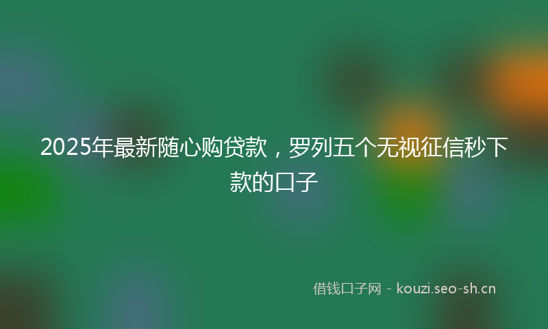 2025年最新随心购贷款，罗列五个无视征信秒下款的口子