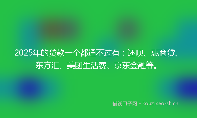 2025年的贷款一个都通不过有：还呗、惠商贷、东方汇、美团生活费、京东金融等。