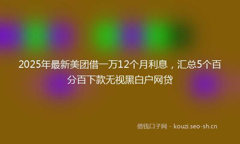 2025年最新美团借一万12个月利息，汇总5个百分百下款无视黑白户网贷