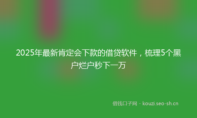 2025年最新肯定会下款的借贷软件，梳理5个黑户烂户秒下一万