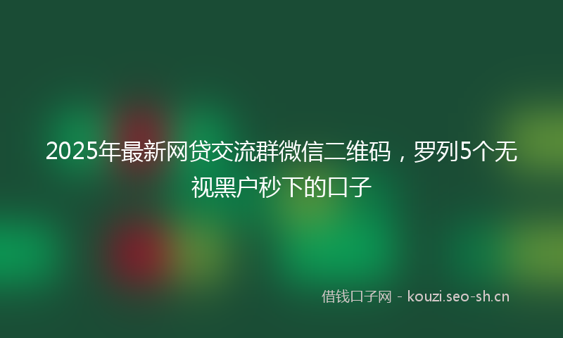 2025年最新网贷交流群微信二维码，罗列5个无视黑户秒下的口子