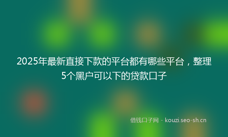 2025年最新直接下款的平台都有哪些平台，整理5个黑户可以下的贷款口子