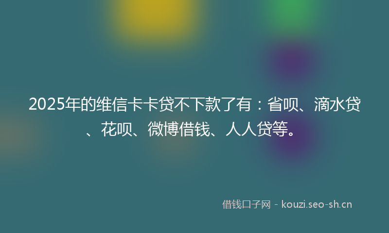 2025年的维信卡卡贷不下款了有：省呗、滴水贷、花呗、微博借钱、人人贷等。
