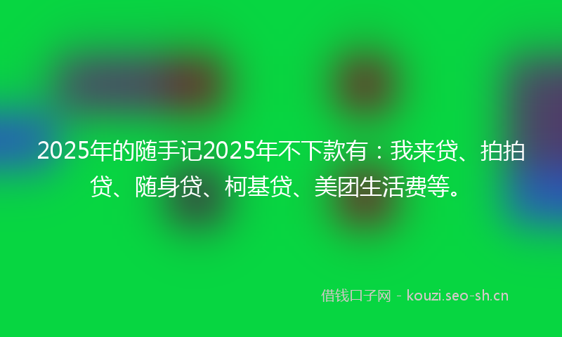 2025年的随手记2025年不下款有：我来贷、拍拍贷、随身贷、柯基贷、美团生活费等。